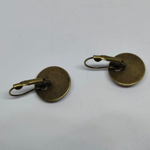 Handmade earrings with painted landscape, like new