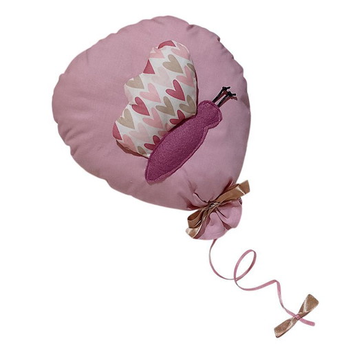 Set of 2 hanging decorative balloons pink and white with hearts