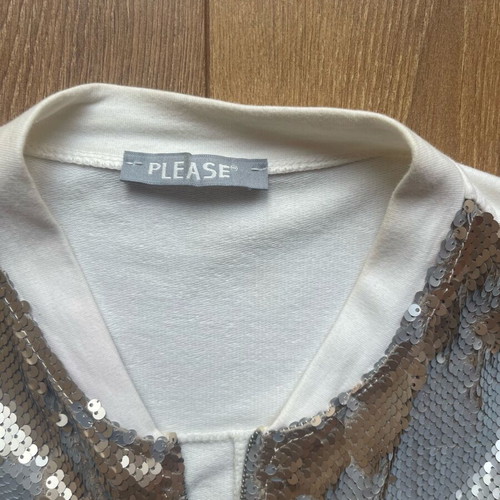 Sequin vest like new, size S–M, white and beige