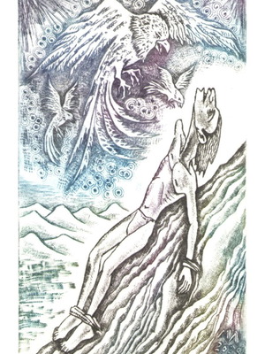 Prometheus Illustration new, hand-drawn mythological art