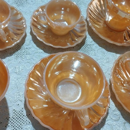 Fire King vintage glass set of 6 cups like new