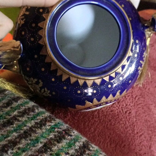 Limoge vase like new, cobalt blue porcelain with gold details