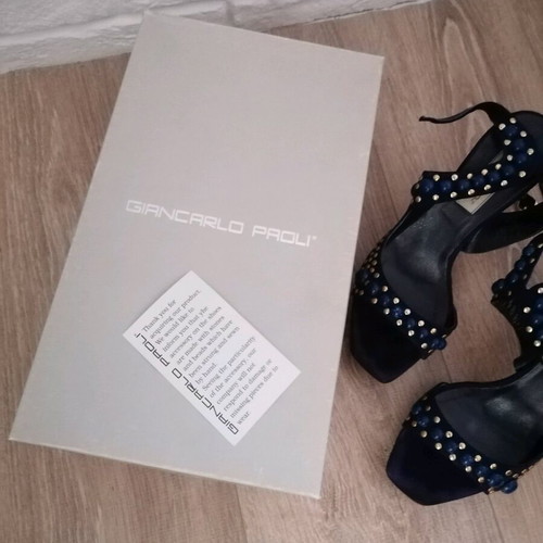 Giancarlo Paoli sandals used, high heels blue with stones