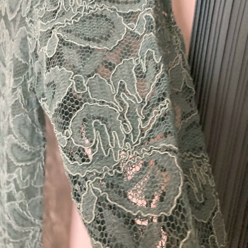 Abiye set like new, long pleated skirt, pleated top and lace jacket petrol color