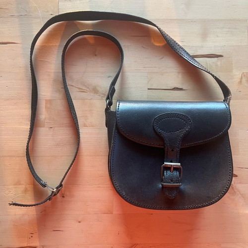 Black leather crossbody bag used