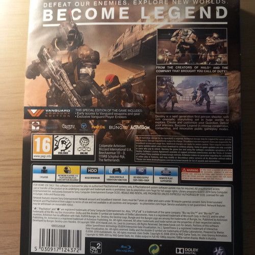 Destiny Vanguard Armour Edition PS4 game used with insert artwork