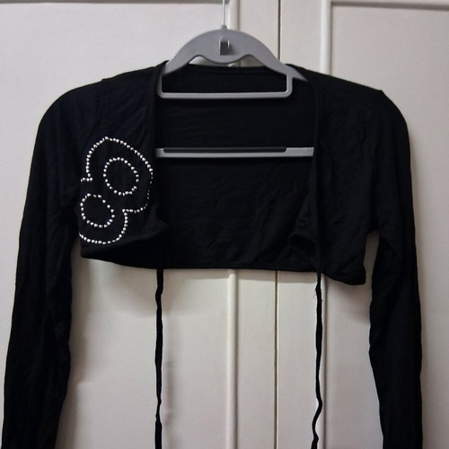 Y2k jacket new, black with rhinestones, size S