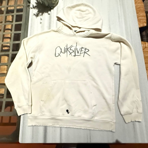 Quiksilver hoodie used, white, size XS with paint marks