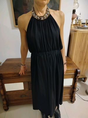 Laltramoda evening dress black like new, size S, backless with bead embroidery