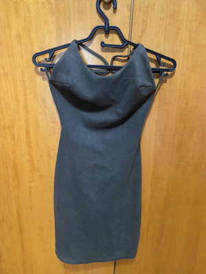 Khaki dress with open back like new