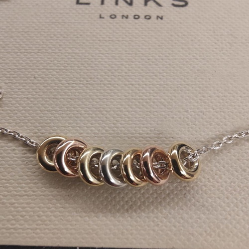 Links of London Mini Sweetie Necklace, Sterling Silver and 18kt Gold Vermeil