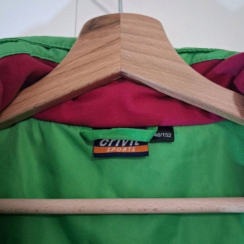 Crivit Sports athletic jacket used, green/burgundy, size 146/152