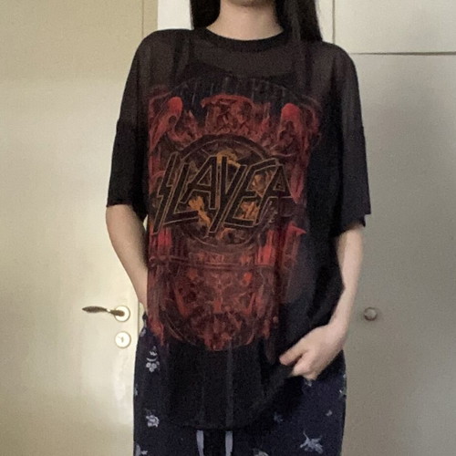 Bershka Slayer mesh oversized T-shirt, XS