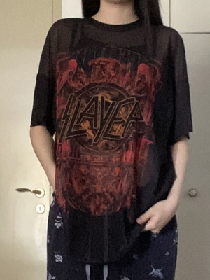 Bershka Slayer mesh oversized T-shirt, XS