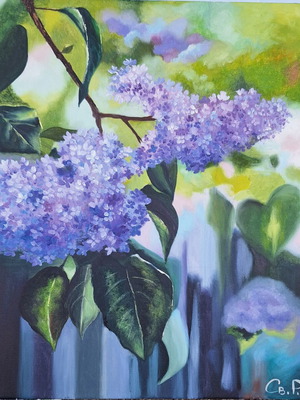 Lilac oil painting on canvas 40x50 cm