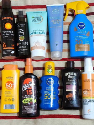 Sunscreens almost full, pack of 10, used