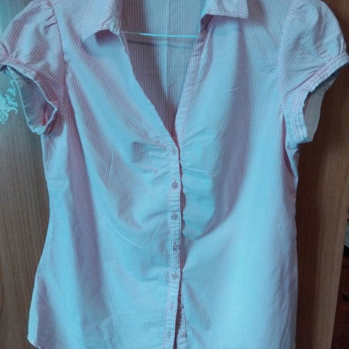 Women's shirts like new, set of 2 in pink stripes and blue check