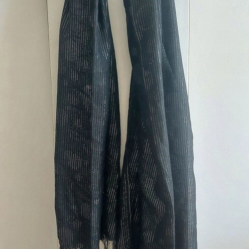 Black scarf with silver stripes