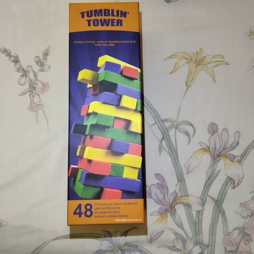 Tumblin' Tower game new, 48 colorful wooden pieces