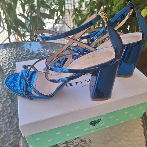 Mairiboo for Envie metallic blue sandals size 41 like new, 9cm heel