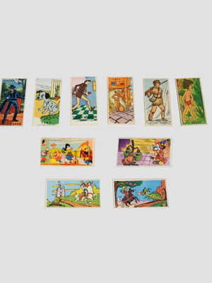 Melo cards used, pack of 10 with Disney action heroes and scenes