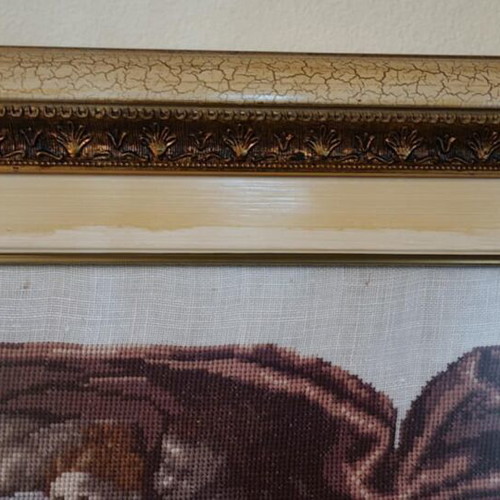 Embroidered painting The Creation of Adam Michelangelo like new