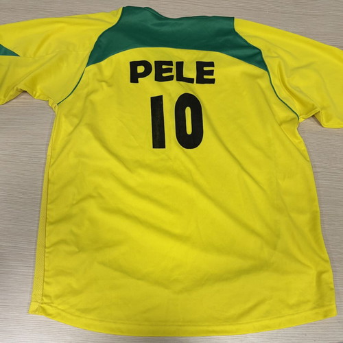 Pele Brazil National Team T-shirt used, size XL, green and yellow