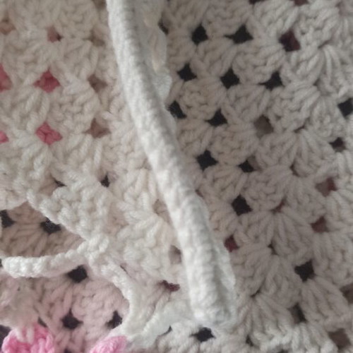 Handmade hair bandana, white and pink