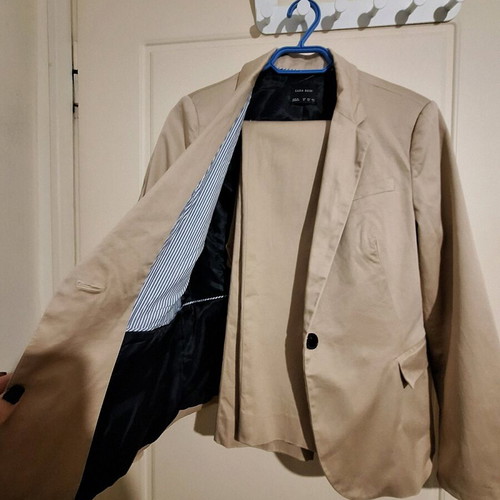 Zara suit jacket with trousers like new, dark beige-nude