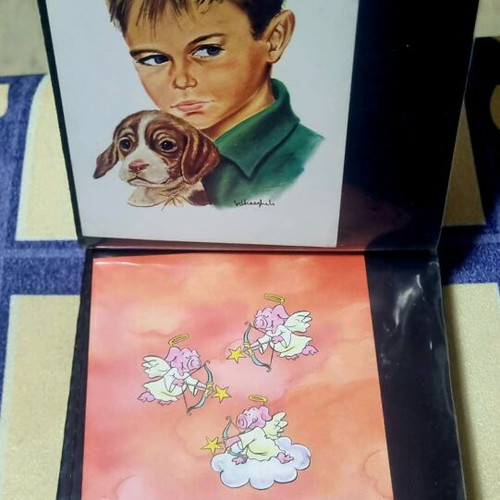 Children's cards like new, collection of 80 with leather-bound album