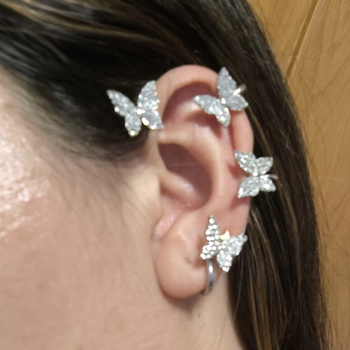 Silver Cuff with Butterflies Like New, Right Ear, 1 Piece