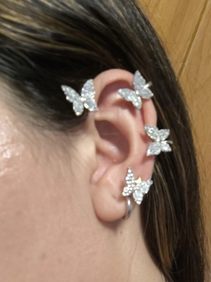 Silver Cuff with Butterflies Like New, Right Ear, 1 Piece