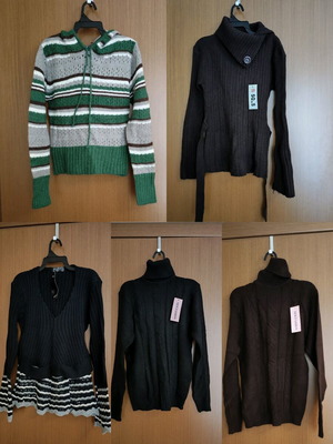 Knitted sweaters new in size M and L, black and multicolor