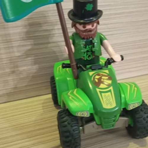 Playmobil fan of Panathinaikos on quadbike like new with team flag