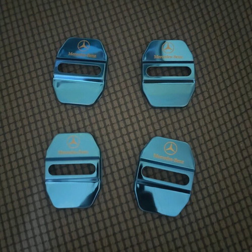 Mercedes car door lock covers blue, new, set of 4