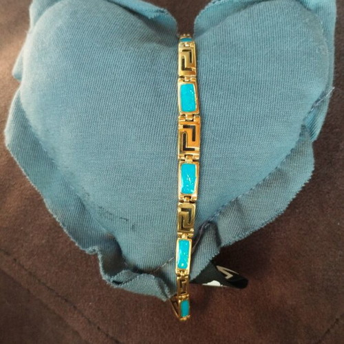 Bracelet with gold meander motif and blue color new
