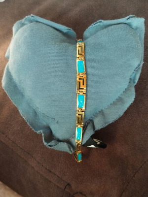 Bracelet with gold meander motif and blue color new