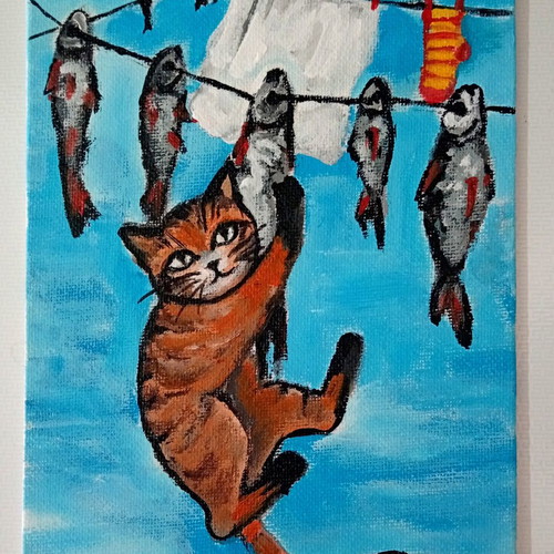 Painting on canvas with acrylics, 13x18cm