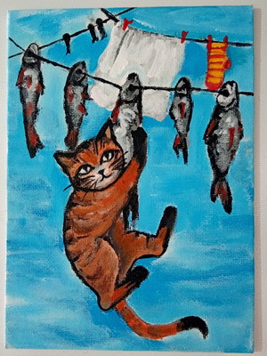 Painting on canvas with acrylics, 13x18cm