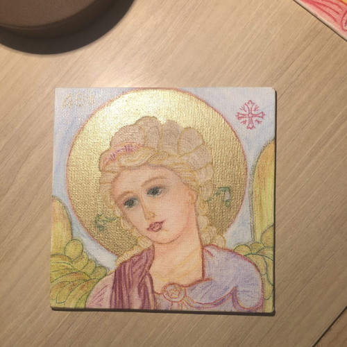 Guardian Angel original watercolor painting on canvas, new