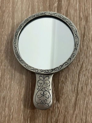 Cute metal hand mirror with flowers and handle new
