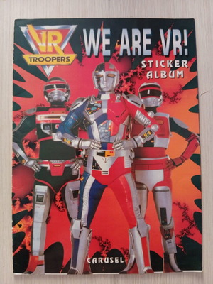 VR Troopers Carousel Sticker Album like new with 16 of 180 stickers