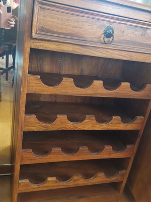 Wine cabinet made of natural walnut wood like new with drawer 0.80 x 0.82 m