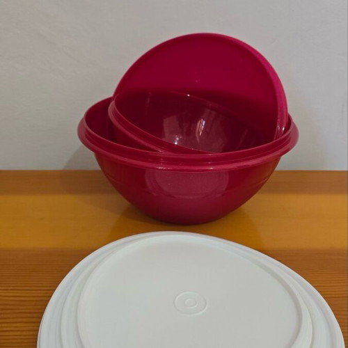 Tupperware Wonderlier bowl set new, burgundy with glossy interior