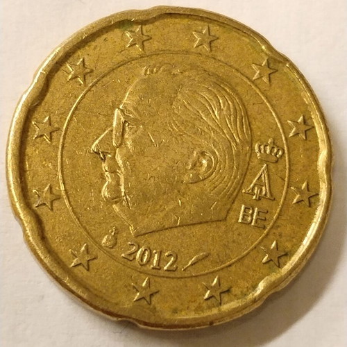 20 Euro Cent Coin used, Belgium 2012 with minting errors