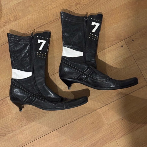 Leather cowboy boots Tsakiris Mallas used, size 42, black with gold