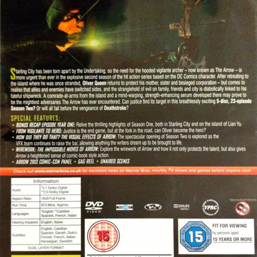 Arrow The Complete Second Season DVD used, English subtitles
