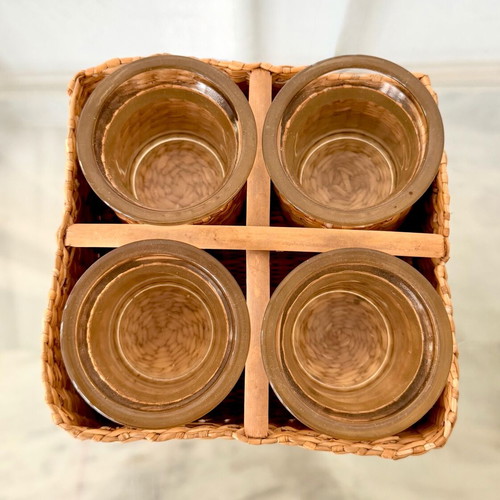 Decorative tealight set and holder with handmade wicker lining new