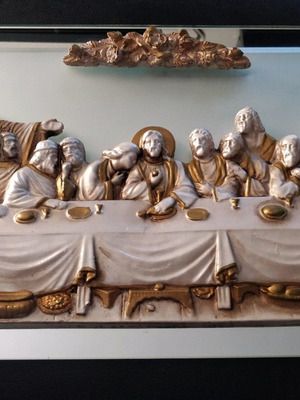 Last Supper embossed image new with glass and mirror frame