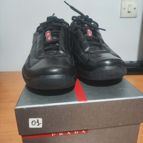 Prada American Cup's men's black leather sneakers like new, size 42.5